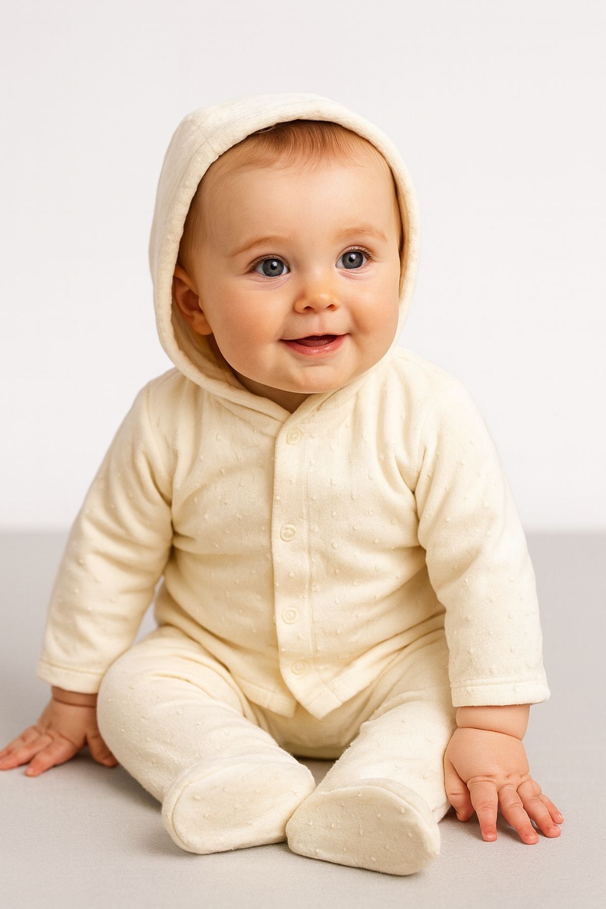 Бебешки комплект с дълъг ръкав, бежов цвят