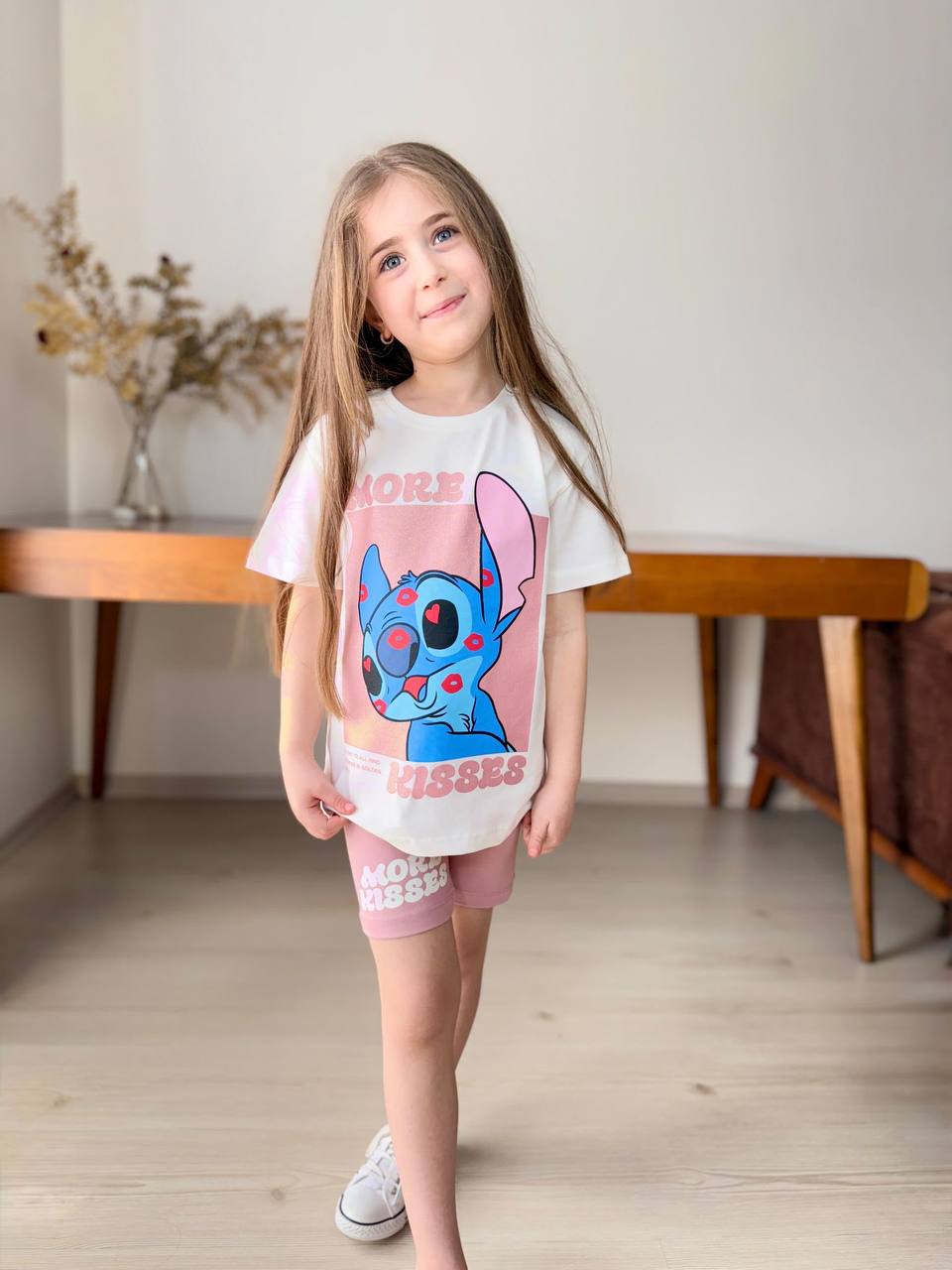 Детски комплект за момиче с къс ръкав Stitch,