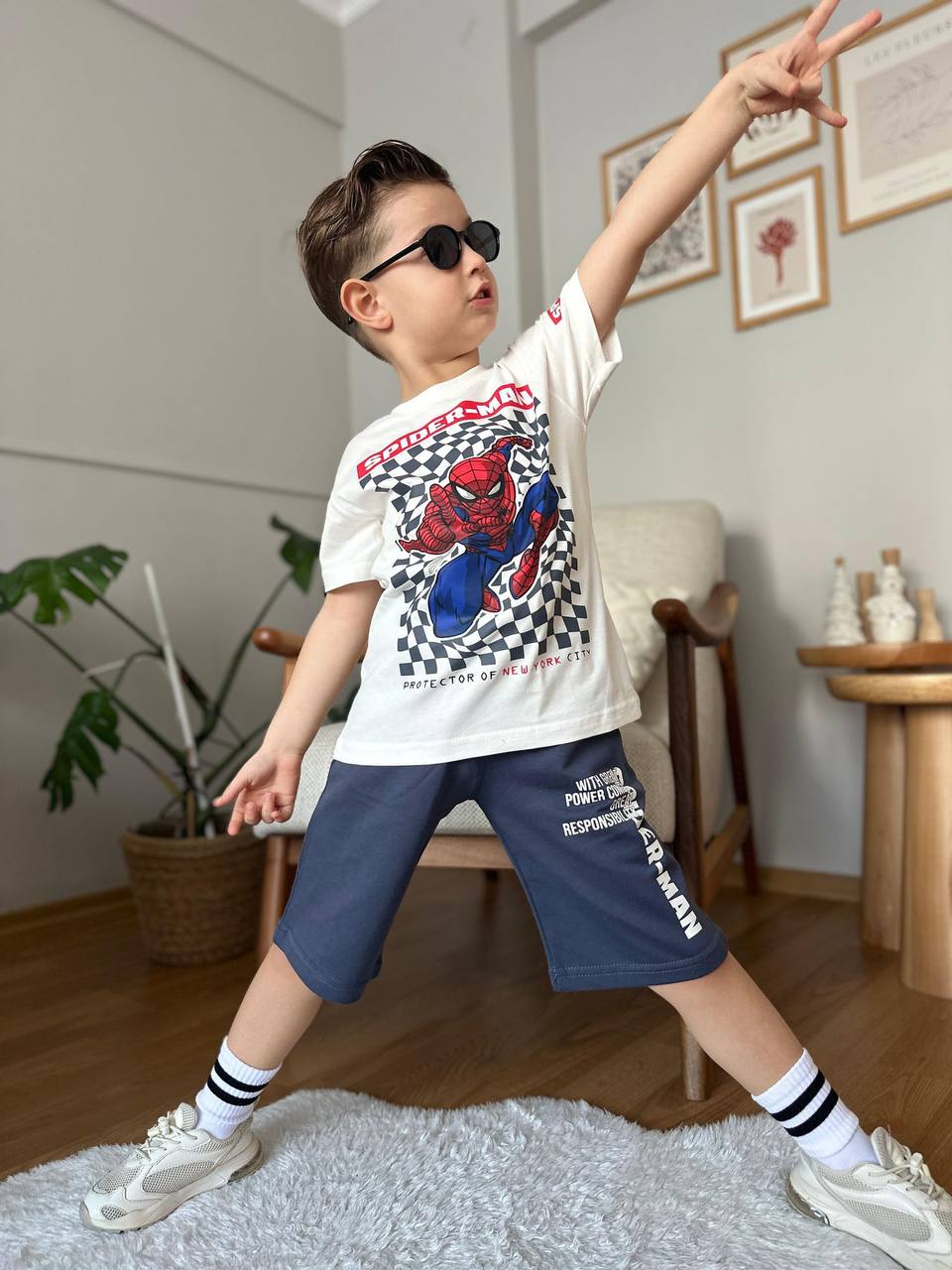 Детски комплект за момче Spiderman, син цвят