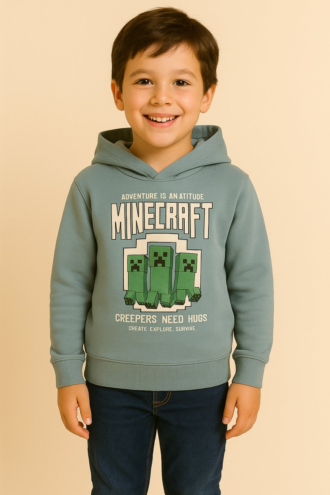 Детски суитшърт за момче вата Minecraft в светло син цвят