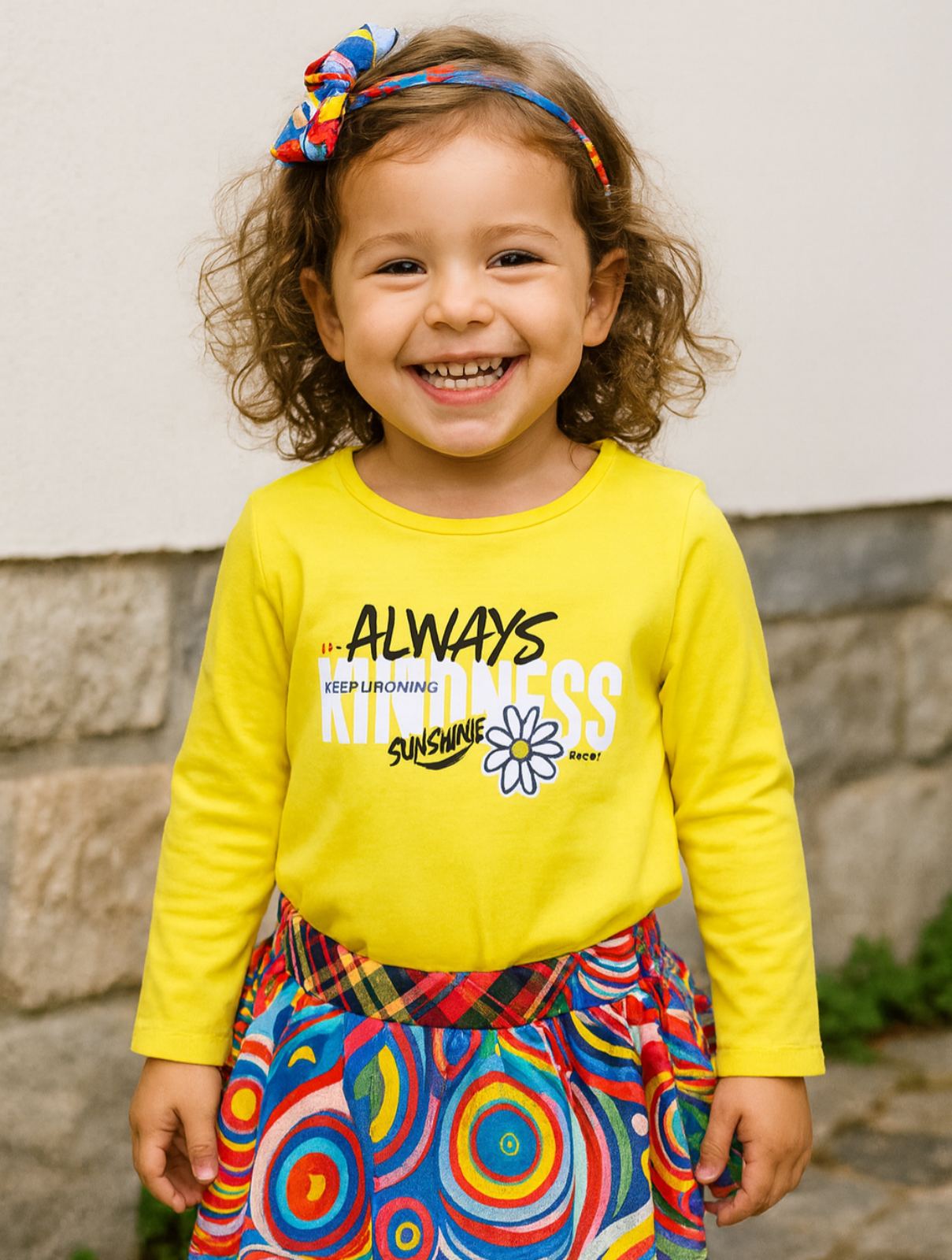 Детска блуза за момиче с дълъг ръкав, жълт цвят 