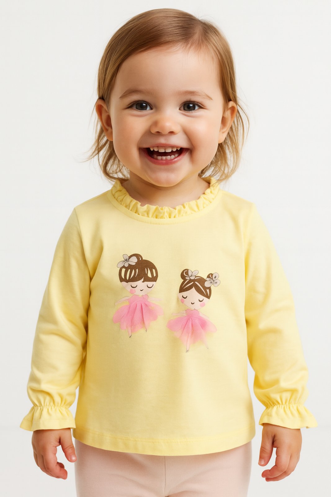 Детска блуза момиче дълъг ръкав, жълт цвят