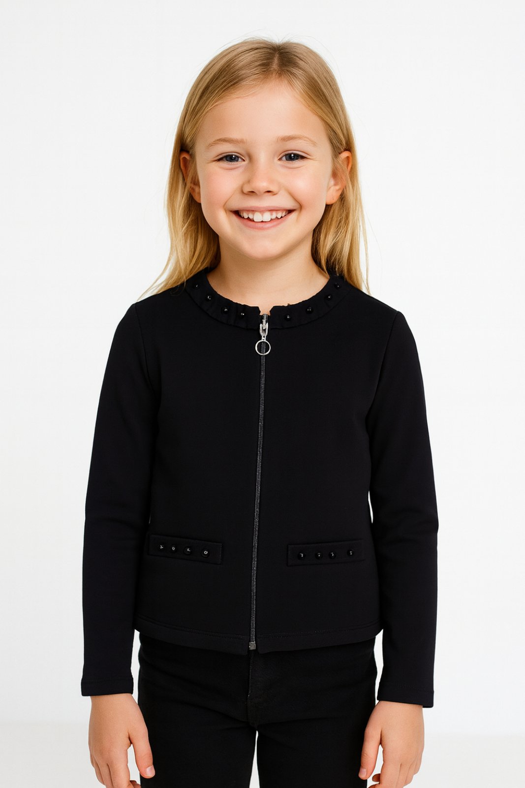 Детска жилетка момиче, тъмно син цвят