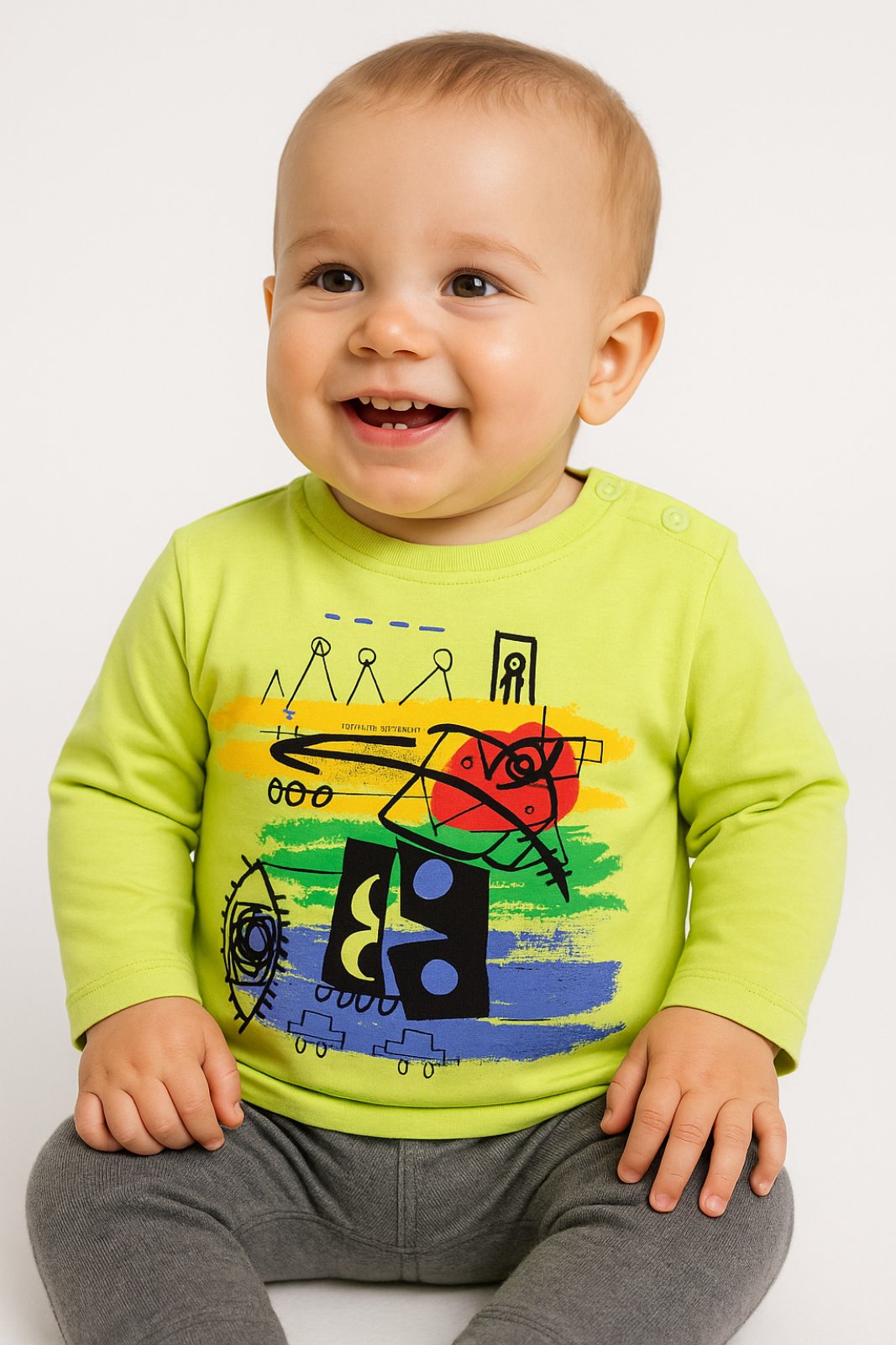 Детска блуза момче с дълъг ръкав,зелен цвят