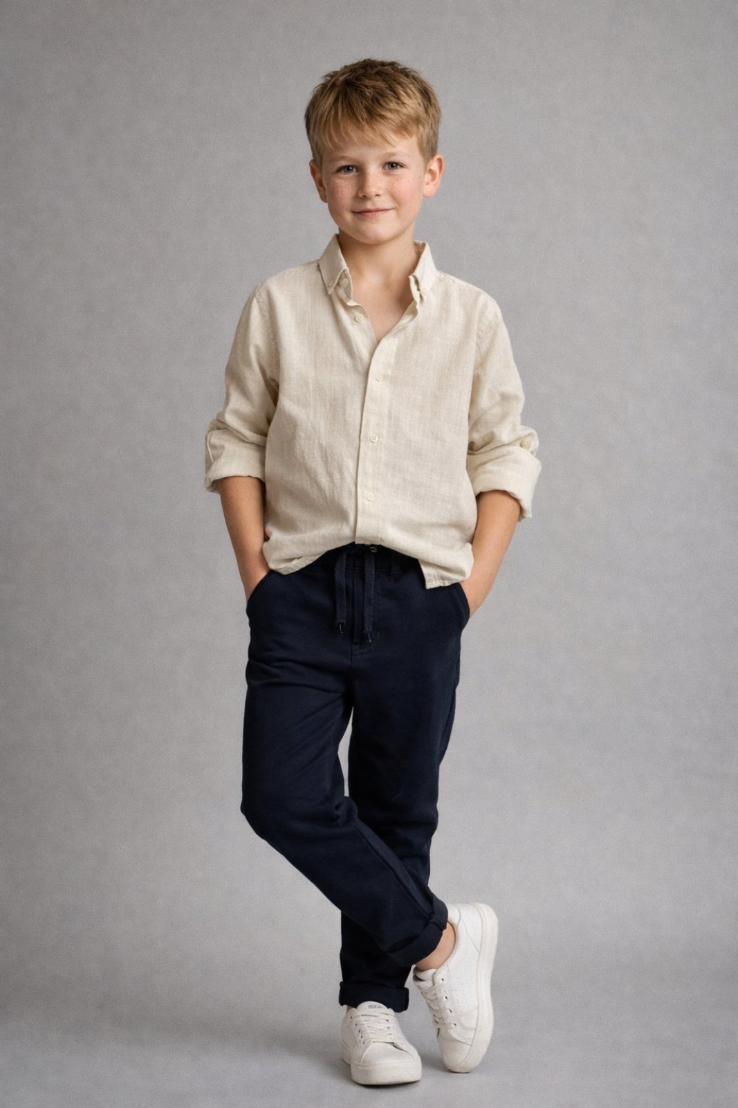 Детски панталон за момче, тъмно син цвят 