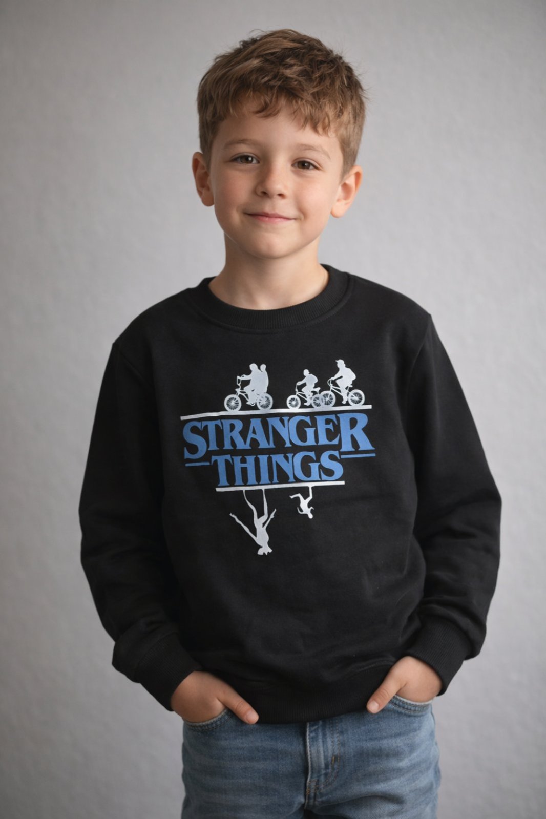 Детска блуза за момче с дълъг ръкав, черен цвят 