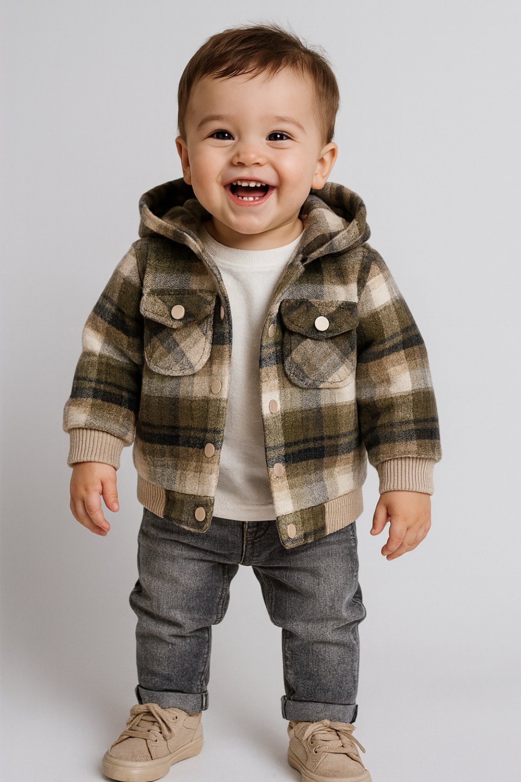 Детски комплект за момче с дълъг ръкав 3 части, зелен цвят