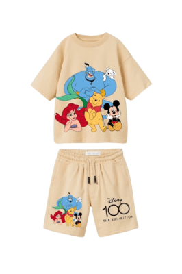 Детски комплект къс ръкав Disney ,бежов цвят 3/4г