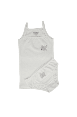 Детски комплект потник с бикини, бял цвят 5/6г