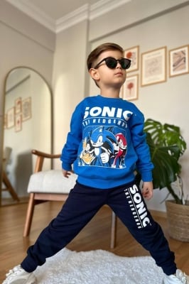 Детски комплект момче дълъг ръкав Sonic,син цвят 3/4г