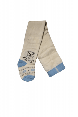 Бебешки чорапогащник момче с мече, цвят екрю 1/3г