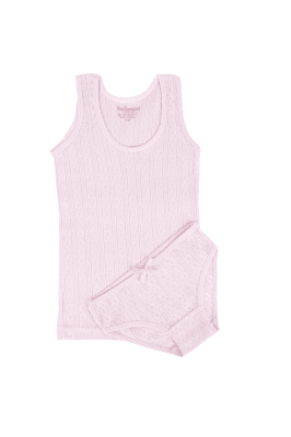 Детски комплект потник с бикини, розов цвят 1/2г