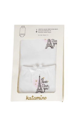 Детски комплект потник с бикини, бял цвят 1/2г