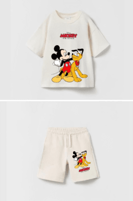 Детски комплект момче къс ръкав,в цвят екрю 7/8г