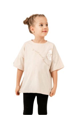 Детска тениска за момиче, бежов цвят  8г