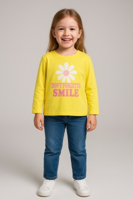Детска блуза за момиче дълъг ръкав, жълт цвят 3г