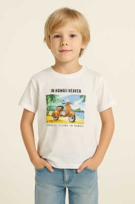 Детска тениска за момче, бял цвят 5г