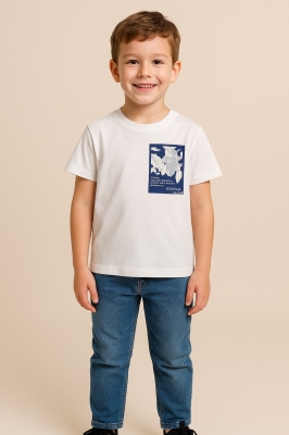 Детска тениска за момче, бял цвят  9г