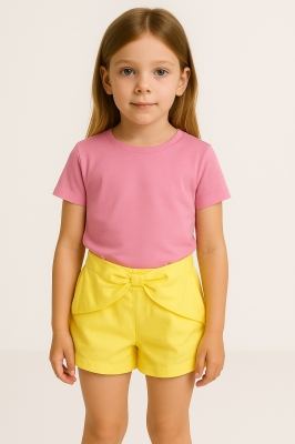 Детски къси панталонки момиче, жълт цвят 5/6г