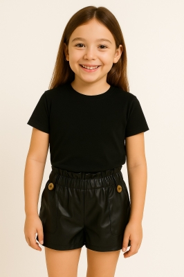 Детски къси панталонки момиче, черен цвят 6г