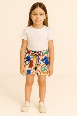 Детски къси панталонки момиче, шарен цвят 8/9г