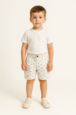 Детски къси панталонки момче, бял цвят 18м