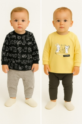 Детски блузи за момиче, 2 броя, жълт цвят 12/18м