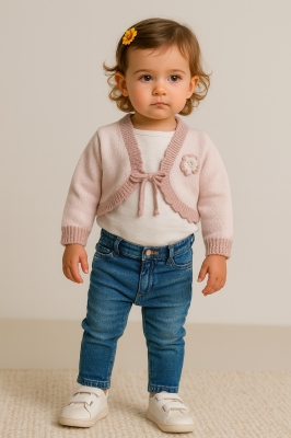 Детско болеро, розов цвят 5/6г