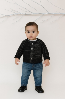 Бебешка жилетка момче, черен цвят 9/12м