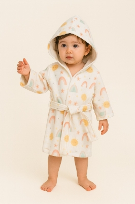 Детски халат за баня с дъги, цвят екрю 2г
