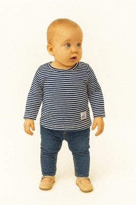 Бебешка блуза дълъг ръкав с райе, син цвят 18м