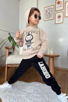 Детски комплект вата за момче с дълъг ръкав, бежов цвят 4/5г