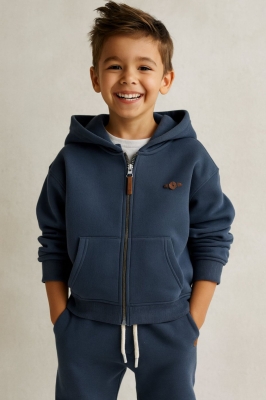 Детски спортен екип вата за момче с дълъг ръкав, тъмно син цвят  13/14г