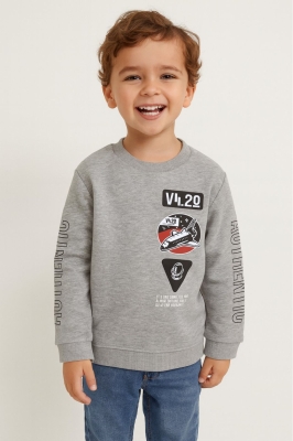  Детска блуза момче вата с дълъг ръкав, сив цвят 2г