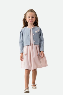 Детска рокля без ръкав със сако, розов цвят  4г