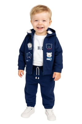 Детски комплект за момче с дълъг ръкав, тъмно син цвят 18м