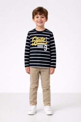 Детска блуза момче дълъг ръкав,тъмно синьо и бяло рае 8г