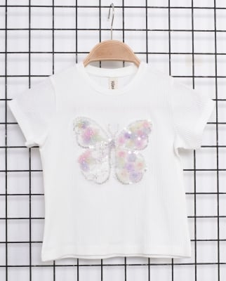 Детска тениска за момиче, цвят еркю 7г