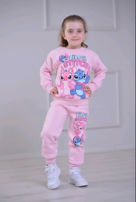 Детски комплект вата за момиче с дълъг ръкав, розов цвят 9/10г