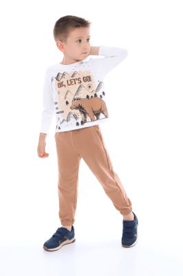 Детски комплект за момче с дълъг ръкав, кафяв цвят  5г