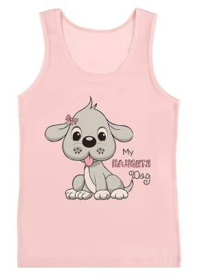 Детски потник момиче с картинка, розов цвят 0/1г