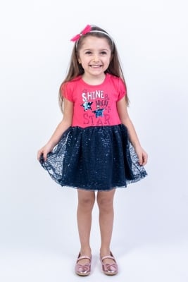 Детска рокля къс ръкав, тъмно син цвят 3г