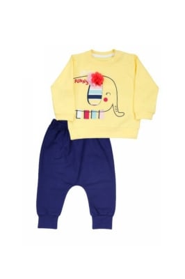 Детски комплект момиче с дълъг ръкав, жълт цвят 6/9м