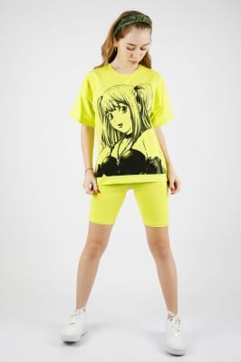 Детски комплект момиче къс ръкав, зелен цвят 11г