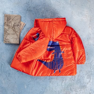 Детско яке момче с динозавър, оранжев цвят 4г