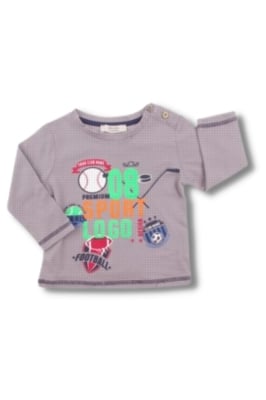 Бебешка блуза момче с дълъг ръкав,сив цвят 6/9м