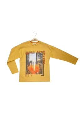 Детска блуза момче дълъг ръкав,жълт  цвят 12/13г