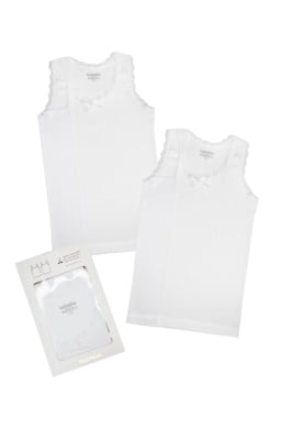 Детски потник момиче 2 броя, бял цвят 3/4г