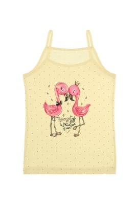 Детски потник момиче с фламинго, жълт цвят 0/1г