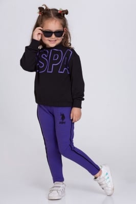 Детски комплект момиче дълъг ръкав , лилав цвят 4/5г